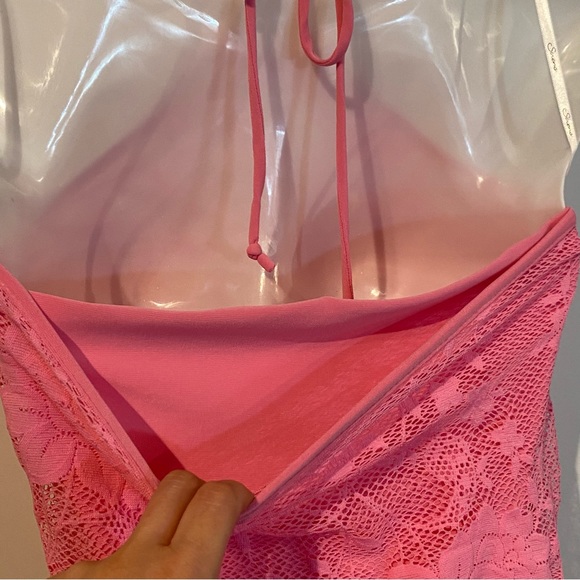 Sirens Pink Floral Lace Mesh Halter Top Mini Dress Size S - Picture 10 of 16